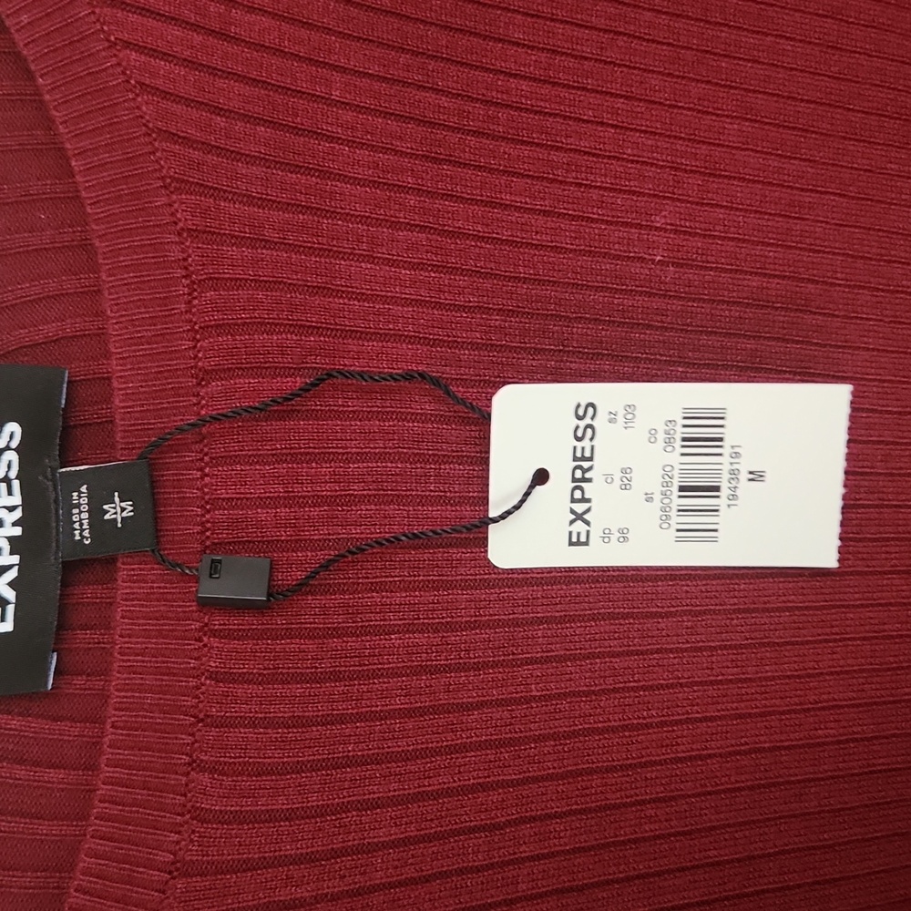 Express Burgundy Ribbed Knit Top - Picture 2 of 4